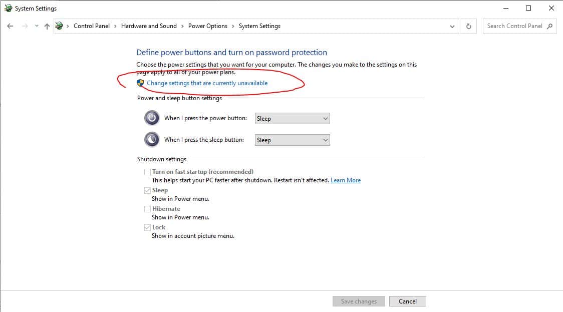 Change settings that are currently unavailble
